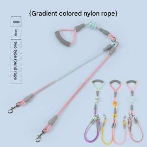 Guinzaglio per animali domestici in Nylon regolabile con doppio guinzaglio colorato con comoda maniglia per camminare con due cani - Product Image 3