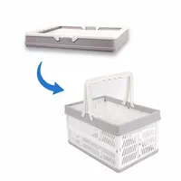 Panier de rangement pliable rectangulaire en PP, avec poignée, empilable, organisateur portable polyvalent, 1 pièce