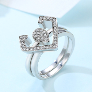 Heart Shape <b>Cubic</b> <b>Zirconia</b> Engagement <b>Ring</b> Women's <b>Silver</b> Plated Romantic Style Jewelry Gift - Product Image 4