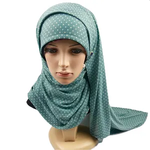 고품질 공장 가격 관례는 백색 점 면 회교도 여자 Hijab 숄 스카프를 인쇄했습니다