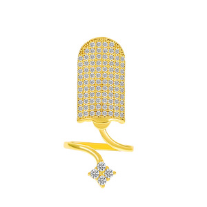 Bague à ongles en Zircon incrusté de cuivre, vente INS, bague de <span class=keywords><strong>manucure</strong></span> plaquée or pour femmes, bijoux de fête tendance, nouvelle mode <span class=keywords><strong>2022</strong></span> - Product Image 5