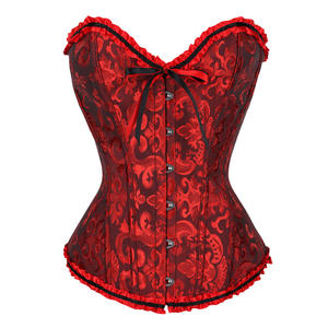 Corsetto floreale Jacquard corsetto superiore corsettiera anteriore/cerniera in vita Bustier Top elegante corsetto basche - Product Image 4
