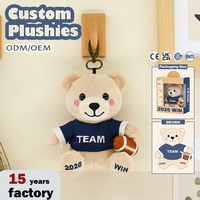 Porte-clés en peluche personnalisé avec logo, ours en peluche ovale, mascotte, jouet en peluche, commande en gros d'usine, livraison rapide, B2B OEM ODM