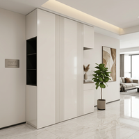 Armoire autoportante mate à portes battantes avec 2 tiroirs, design mi-siècle épuré pour chambre à coucher et appartement, mobilier en gros