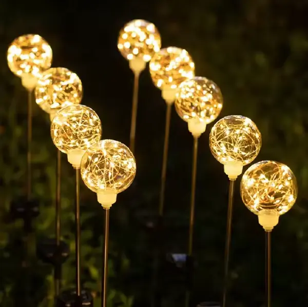 Luz solar para jardim e gramado, luz de junco para áreas externas, à prova d'água, fio de cobre IP65, luz solar para decoração de calçada, quintal e caminho de Natal