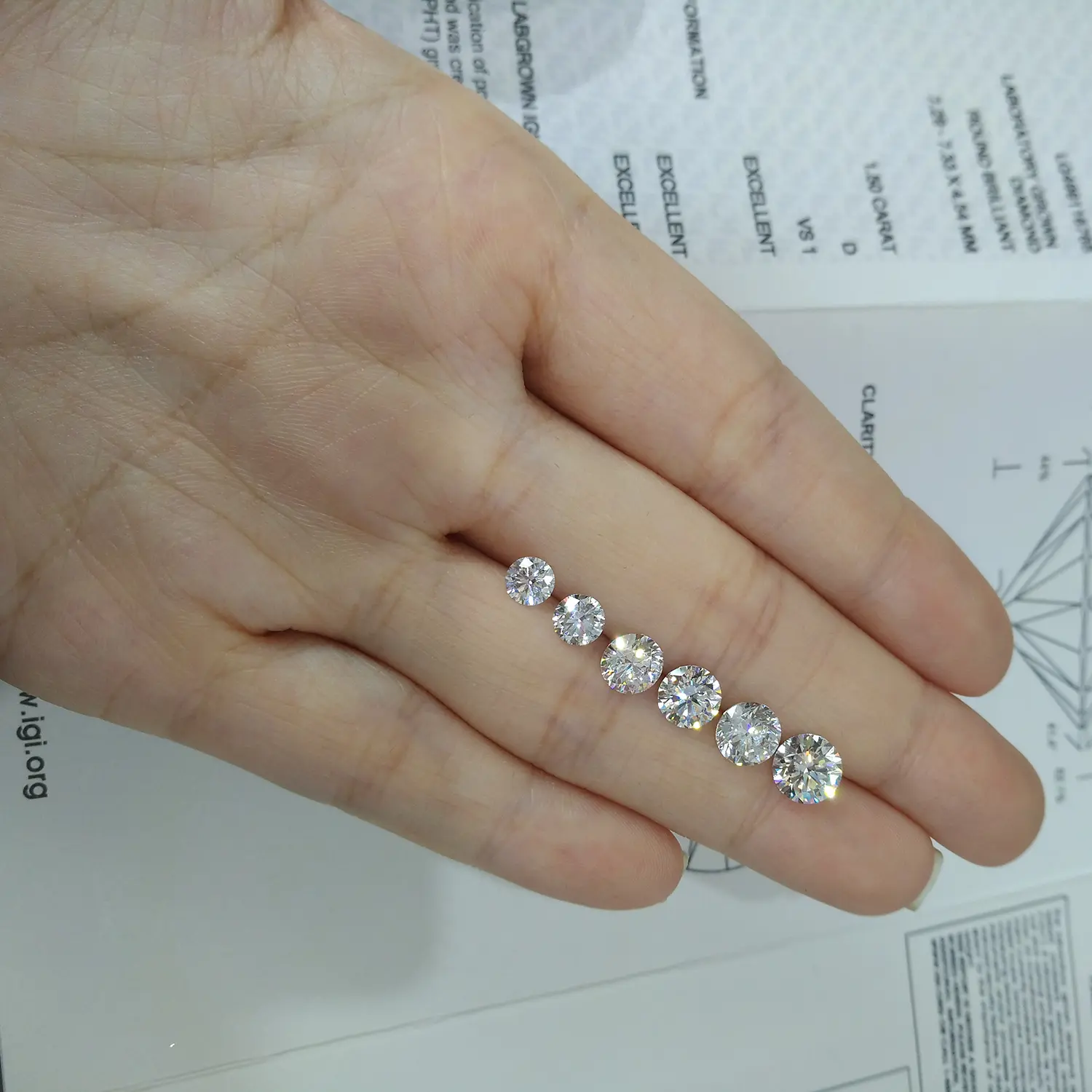 工場カスタムラボダイヤモンド研磨石人工ラウンドCVDHPHTルーズVVSラボで作成された婚約指輪用の成長ダイヤモンドを購入