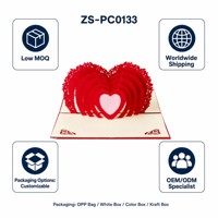 Carte de vœux pop-up 3D en forme de cœur rouge, faite à la main, en papier Kirigami Origami, pour la Saint-Valentin, les mariages, les invitations, les cartes cadeaux, avec vernis brillant et découpe.