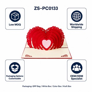 Carte de vœux pop-up en forme de cœur rouge 3D, faite à la main, en papier Kirigami Origami, pour la Saint-Valentin, les mariages, les invitations, les cartes cadeaux - Product Image 6