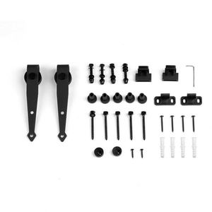 WEKIS Kit de suspension pour porte de grange en acier et laiton durable, style flèche, quincaillerie coulissante noire pour chambre, cuisine et extérieur - Product Image 5