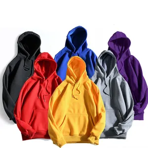 Hoodie kustom Sweatshirt pria 100% katun Pullover polos Hoodie besar Hoodie pria polos Hoodie ukuran Plus Sweatshirt pria