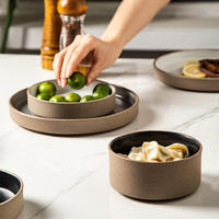 Assiette de service en grès, plats à pâtes, assiettes à steak, assiettes à salade de fruits, assiettes à sushi, plateau de service pour dîner, bol à soupe et à riz, style moderne, luxueux, rétro, pour restaurant