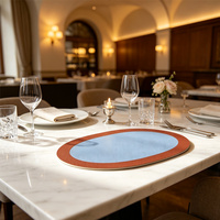 Set de table ovale en cuir bicolore, résistant à la chaleur et imperméable, pour restaurant occidental et décoration de salle à manger à domicile