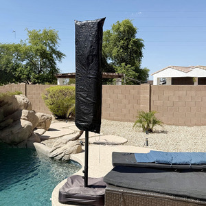 Sombrilla de Patio de 15 pies con Base, Sombrilla Rectangular Grande de Doble Cara Color Beige para Exteriores con Manivela para el Borde de la Piscina - Product Image 4