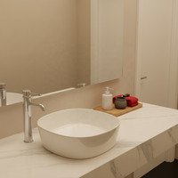 Lavabo en céramique à poser au-dessus du comptoir, design moderne et épuré, pour hôtel, avec forme de bassin unique, capacité de 9 L, pour salle de bain