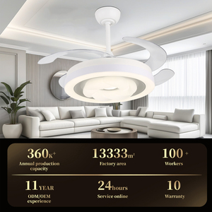 Quạt trần đèn hiện đại 48 inch màu trắng, <span class=keywords><strong>4</strong></span> cánh ẩn, tiết kiệm năng lượng, điều khiển từ xa, động cơ DC, dùng trong gia đình, làm bằng nhựa - Product Image 6