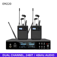 Système de monitoring sans fil double canal EM220 avec 2 récepteurs bodypack, synchronisation IR, entrée XLR, IEM pour l'audio de scène professionnel