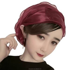 YASEEN New Fashionable Multi-Color Solid Muslim Hat with Flowers and Pearls, Breathable Eco-Friendly Polyester Women's Outdoor - Product Image 4