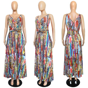 Nuevo Vestido Casual con Estampado Floral <span class=keywords><strong>para</strong></span> Mujer, Vestido de Verano sin Mangas con Tirantes, Vestido Africano <span class=keywords><strong>para</strong></span> Mujer, Tallas Grandes, Vestidos con Corte en A - Product Image 6