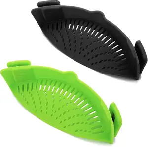 useful gadget for home Hands-free Adjustable Clip-on Silicone Colander Strainer vegetable strainer tea strainer