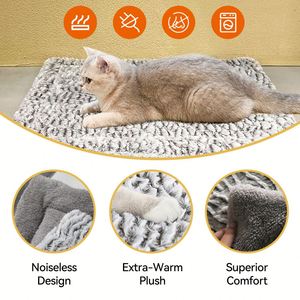 Almohadilla Térmica para Mascotas y Cama para Perros de Felpa con Base de Goma Sólida y Funda Extraíble para Animales Pequeños - Product Image 3