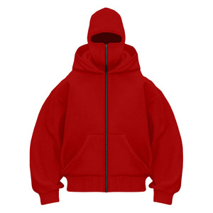 Winter High Quality Tracksuit Sports Full <strong>Zip</strong> <strong>up</strong> Face Mask Jacket Activewear Custom Streetwear Balaclava Attachments <strong>Hoodies</strong> <strong>Men</strong> - Product Image 3