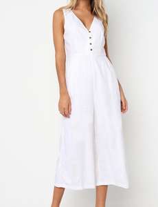 Combinaison sexy pour <span class=keywords><strong>femme</strong></span>, combishort tendance avec poches, col en V, boutons, couleur unie, vêtements pour femmes - Product Image 6