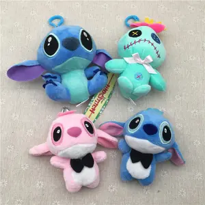 Lilo & Stitch 애니메이션 피규어 키 체인 부드러운 봉제 인형 장난감 귀여운 어린이 크리스마스 할로윈 장난감 선물