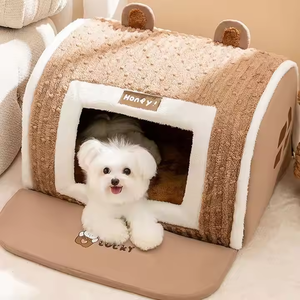 Cama para Perros y Gatos Semicerrada, Rectangular, de Felpa, Cueva Cálida para Mascotas de Invierno con Soporte de Esponja Gruesa, Nido Interior Suave para Mascotas - Product Image 5