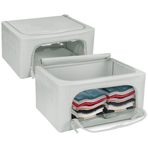 Large Clear Window Foldable Stackable Container Organizer Basket Set Storage Bins Boxes for Clothes Blanket or Toys