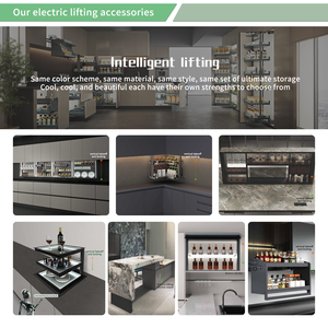 Mobili da Cucina di Lusso Componibili Intelligenti Struttura in Legno Massello Finitura Laccata con Isola Curva Luminosa Mobile a Giorno e Piano di Lavoro in Quarzo - Product Image 2