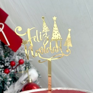 ท็อปเปอร์เค้กอะคริลิค รูปน้ำผึ้งและน้ำตาลหวาน ตกแต่งเค้กสำหรับเทศกาลคริสต์มาส Feliz Navidad - Product Image 2