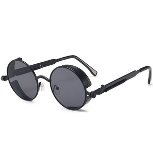 Retro <b>Steampunk</b> Sunglasses Men Women Luxury Brand Vintage Round Glasses Metal Glasses Fashion Driving UV400 - Product Image 5