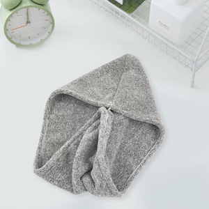 Bonnet de séchage des cheveux en charbon de bambou, 30x65cm, enveloppe triangulaire absorbante pour la tête, pour usage domestique, en polaire corail gris étoilé - Product Image 2