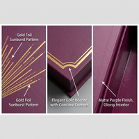 Boîte cadeau de luxe personnalisée en carton rigide avec couvercle et base en deux parties, motif soleil doré et violet, pour bijoux, cosmétiques, chocolats