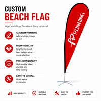 Drapeau de plage en forme de goutte d'eau à double face imprimé sur mesure par sublimation avec base et mât en aluminium, bannière publicitaire extérieure volante