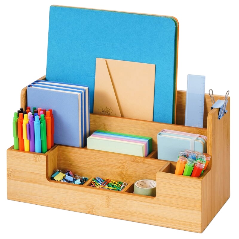Оптовая продажа, настольный органайзер из бамбука, деревянный Настольный держатель для ручек для офиса, дома, школы