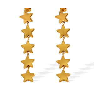 ต่างหูทรงหยดน้ำ 18k ชุบทอง สแตนเลสสตีล เครื่องประดับสำหรับงานปาร์ตี้รูปทรงเรขาคณิต EH859G - Product Image 5