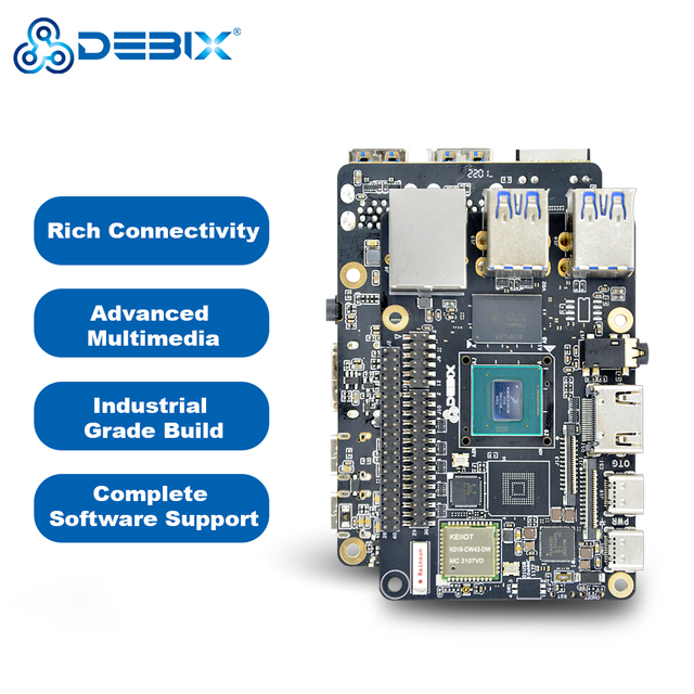 DEBIX Quad-Core ARM Cortex-A53 NPU Accelerator SBC with Ubuntu OS 2GB/32GB -20 to 70 Digital Signage HMI Industrial IoT