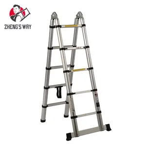 Escalera de aluminio estándar plegable escaleras telescópicas plegables 2024 escalera de mano fábrica de aluminio para almacén