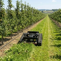 Tondeuse industrielle haute puissance sur chenilles, 4 temps, sans fil, télécommandée, autopropulsée, avec poignée télescopique et coupe multi-angles, conforme EPA