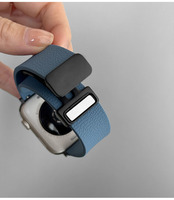Bracelet de montre IWatch 9 en silicone à motif litchi, style estival, magnétique, sportif, doux, confortable, léger et élastique