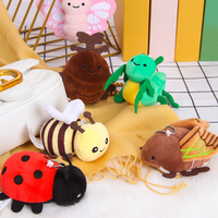 Porte-clés en peluche insecte très vendu, adorable coccinelle, abeille, scarabée, papillon, porte-clés en peluche, jouet pendentif pour machine à griffes