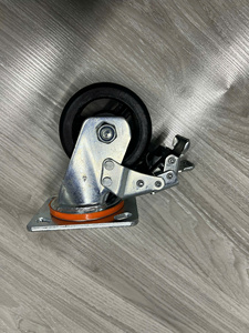 Roues à roulettes en caoutchouc robustes avec support zingué, roulement durable et fluide, qualité industrielle, tailles 4, 5, 6, 8 pouces - Product Image 3