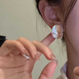 Pendientes <span class=keywords><strong>de</strong></span> <span class=keywords><strong>Plata</strong></span> <span class=keywords><strong>de</strong></span> Ley <span class=keywords><strong>925</strong></span> con Diseño Irregular, Elegantes y Modernos para Uso Diario, Joyería Fina para Mujer - Product Image 3