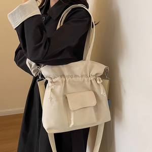 Korean-Style Zipper Closure Solid Color Canvas Women's Shoulder/Crossbody Tote <b>Bag</b> Casual Handheld Underarm Winter Tanjing - Product Image 2