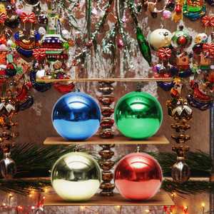 Boules De Noël Géantes En Velours Gonflables – 45 Cm, Couleurs Kaki/marron/vert, Déco Extérieure Pour Jardin, Véranda, Cour – PVC Floqué - 7