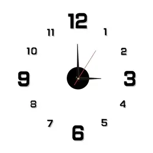 DIY 3D Clocks Night 40 cm Wall Clock Acrylic Sticker Light at Dark Quartz Living Room Creative clocks wall home decor