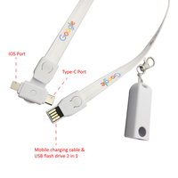 Kabel Data USB Multifungsi 3 in 1 Portabel Promosi Kustom Grosir dengan Tali Leher ID