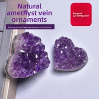 Cœur de pierre brute d'améthyste chinoise naturelle, spécimen minéral, bijou, ornement, accessoire de collection, mariage