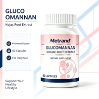 Metrand Glucomannane Extrait de racine de Konjac 60 Capsules Complément alimentaire en fibres pour la gestion du poids et la santé digestive